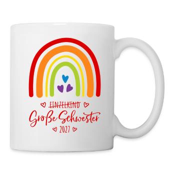 Große Schwester 2027 Boho Regenbogen - Tasse - Weiß - Rechts