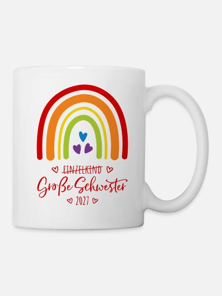 Große Schwester 2027 Boho Regenbogen - Tasse - Weiß