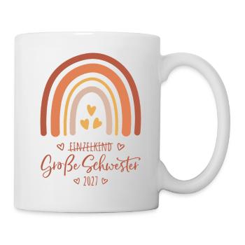 Große Schwester 2027 Boho Regenbogen  - Tasse - Weiß - Rechts