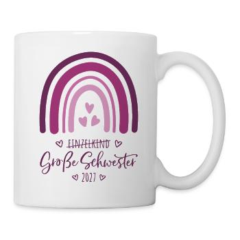Große Schwester 2027 Regenbogen  - Tasse - Weiß - Rechts