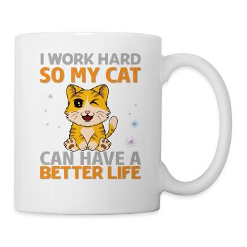 Work hard for my cat - Mug - white - Right