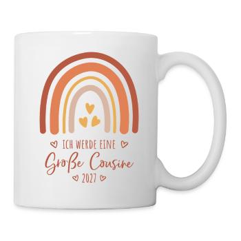 Ich werde eine Große Cousine 2027 Boho Regenbogen - Tasse - Weiß - Rechts