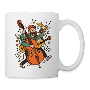 Jazz hero: Musician with bass - Mug - white - Right