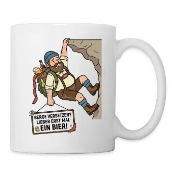 Berge versetzen Bier Humor - Tasse - Weiß - Rechts