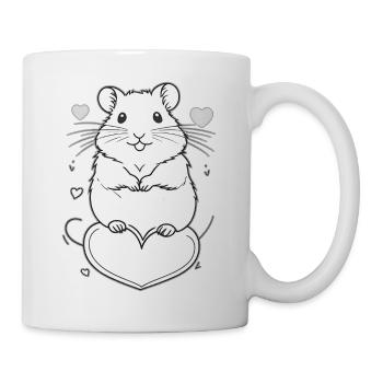 Cute hamster with heart frame - Mug - white - Right