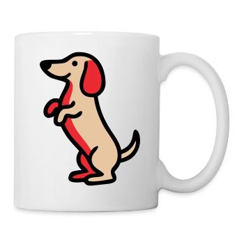 Süßer Dackel Hund Männchen Comic - Tasse - Weiß - Rechts