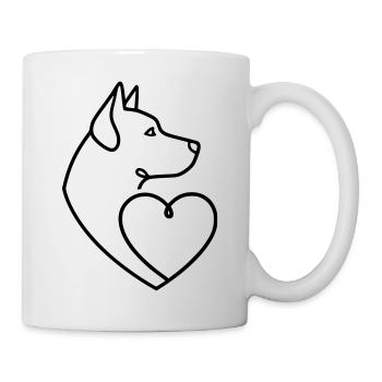 Dessin en ligne de cœur de Husky Shepherd - Mug blanc - blanc - Droite