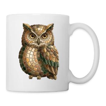 Eule Mosaik - Weise Eulenfan Geschenkidee - Tasse - Weiß - Rechts