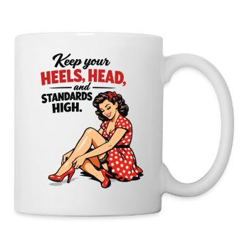Pin-up Girl Retro: Keep your Heels & Standards hig - Mug - white - Right