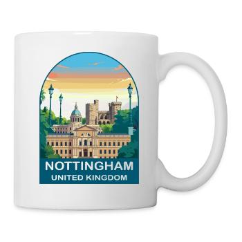 Nottingham Skyline UK Travel Art Illustration - Mug - white - Right