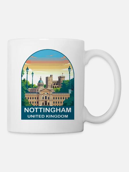 Nottingham Skyline UK Reisekunstillustration - Tasse - Weiß