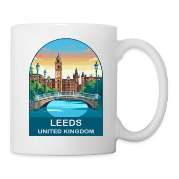 Leeds Skyline UK Yorkshire Reiseillustration - Tasse - Weiß - Rechts