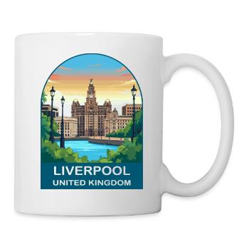 Liverpool Skyline UK Uferillustration - Tasse - Weiß - Rechts