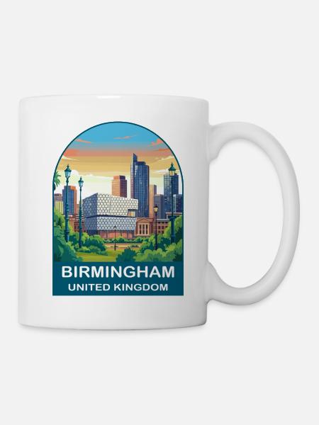 Birmingham Skyline UK Stadtillustration - Tasse - Weiß