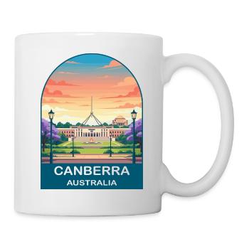 Canberra, Australiens Parlamentsgebäude, Reisekunst - Tasse - Weiß - Rechts