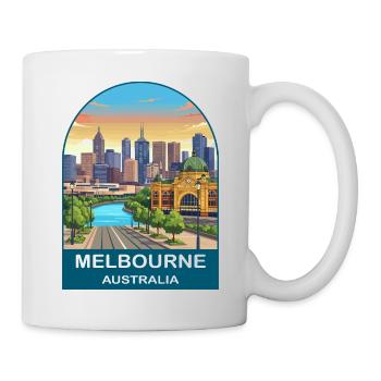Affiche de voyage de Flinders St à Melbourne Australie - Mug blanc - blanc - Droite