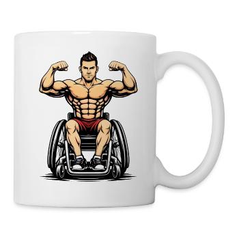 Starker Mann Rollstuhl Fitness Design - Tasse - Weiß - Rechts