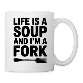 La vie est une soupe et je suis une fourchette - Mug blanc - blanc - Droite
