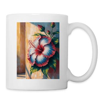 Hibiscus Gradient Bloom Wall - Haitian Flag Day  - Mug - white - Right