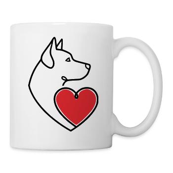 Hund Herz Dobermann Line Art - Tasse - Weiß - Rechts