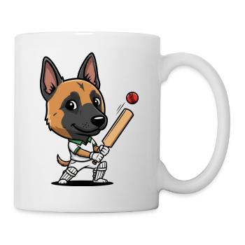 German Shepherd Cricket Cartoon Player - Mug - white - Right