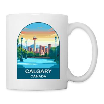 Calgary Canada Tower & Mountains Travel Art - Mug - white - Right