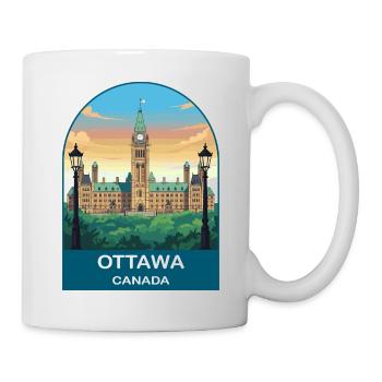 Art de voyage sur la Colline du Parlement Canada, Ottawa Canada - Mug blanc - blanc - Droite