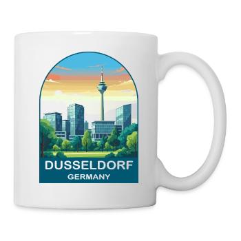 Düsseldorfer Deutschland Skyline Vintage-Reiseplakat - Tasse - Weiß - Rechts