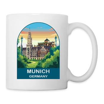 Affiche de voyage vintage de l’hôtel de ville de Munich, Allemagne - Mug blanc - blanc - Droite