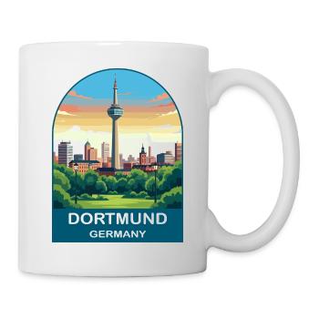 Dortmund, Deutschland, Skyline, Vintage-Reisekunst - Tasse - Weiß - Rechts