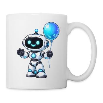 Small robot with balloon - Mug - white - Right