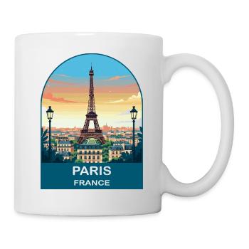Paris France Affiche de voyage vintage de la Tour Eiffel - Mug blanc - blanc - Droite