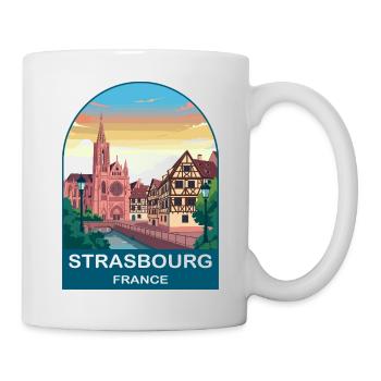 Strasbourg France Vintage Travel Poster Design - Mug - white - Right