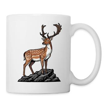Majestätischer Gefleckter Hirsch Wilde Naturfelsen - Tasse - Weiß - Rechts