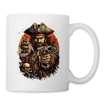 Kapitän-Pirat mit Kanone - Tasse - Weiß - Rechts