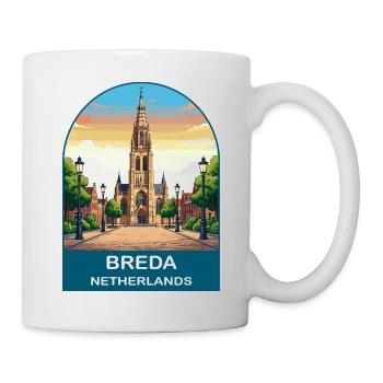 Breda Netherlands Grote Kerk Vintage Travel Art - Mug - white - Right