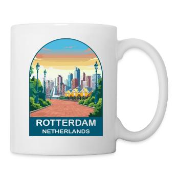 Rotterdam Netherlands Skyline Vintage Travel Art - Mug - white - Right