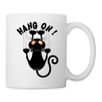 « TIENS BON ! » Drôle de mème de chat qui tient bon - Mug blanc - blanc - Droite