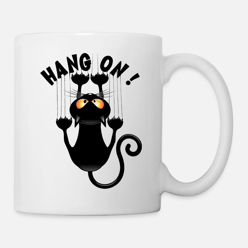 « TIENS BON ! » Drôle de mème de chat qui tient bon - Mug blanc - blanc