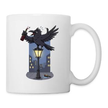 Irradiated raven on street lamp - Mug - white - Right