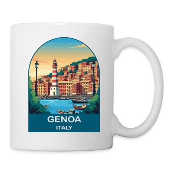 Art d’affiches de voyage vintage à Gênes, Italie - Mug blanc - blanc - Droite