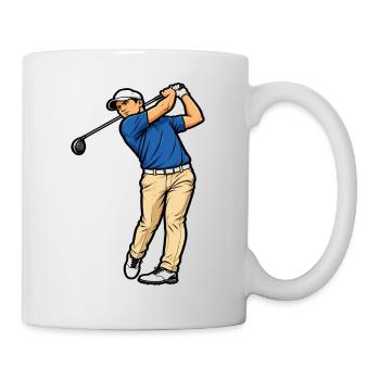 Golfer im Vollschwung, sportlicher Stil - Tasse - Weiß - Rechts