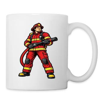 Pompier en action tenue rouge dynamique - Mug blanc - blanc - Droite