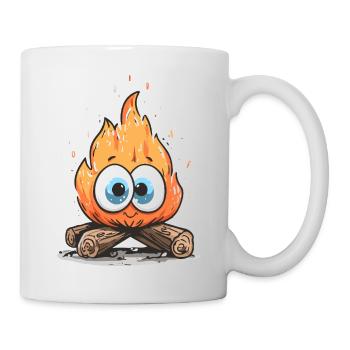 Campfire flame with googly eyes - Mug - white - Right