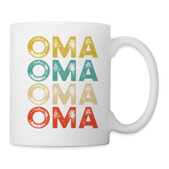 Oma Farbblock Typo – Retro Distressed - Tasse - Weiß - Rechts