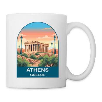 Athens Greece Vintage Travel Poster Art - Mug - white - Right