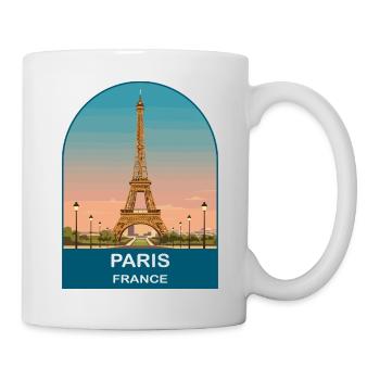 Paris France Affiche de voyage vintage de la Tour Eiffel - Mug blanc - blanc - Droite