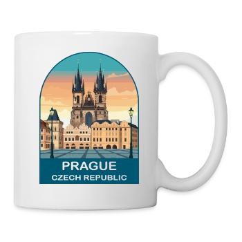 Prague Czech Republic Vintage Poster - Mug - white - Right