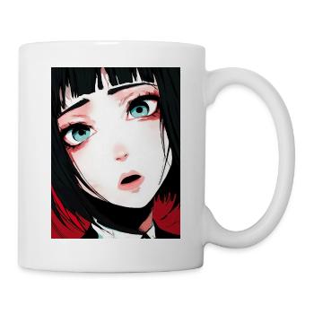 Manga-Porträt: Blauer Blick, Roter Akzent - Tasse - Weiß - Rechts