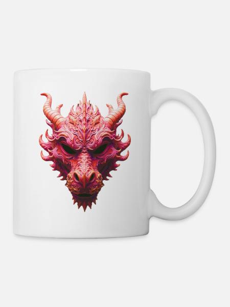 Aurora Red Dragon Mask - Mug - white